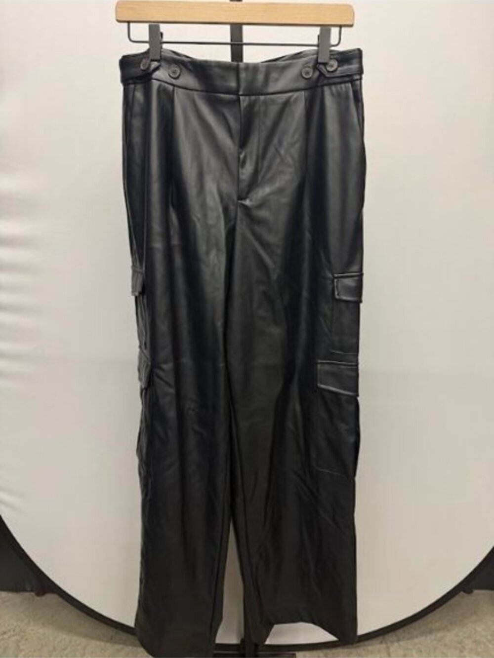 A New Day Black Faux Leather Cargo Pants